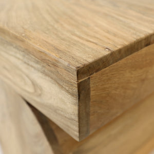 Mango Wood Coffee Table with Geometric Base - Light Natural
