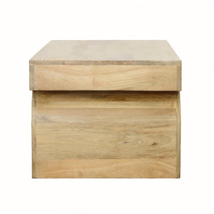 Mango Wood Coffee Table with Geometric Base - Light Natural