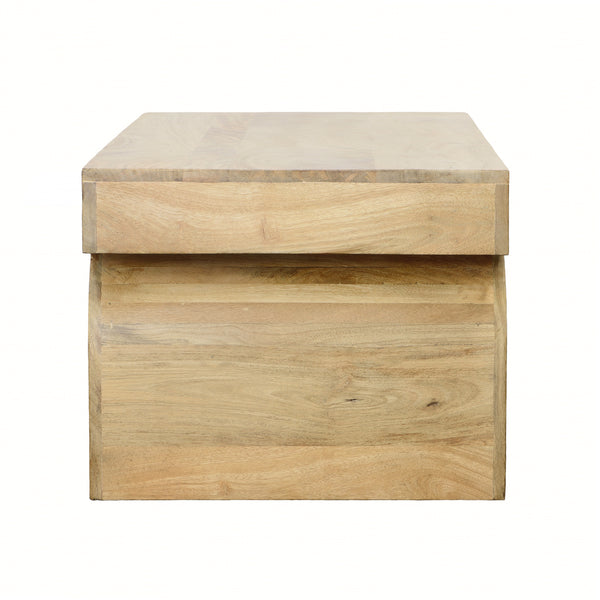 Mango Wood Coffee Table with Geometric Base - Light Natural