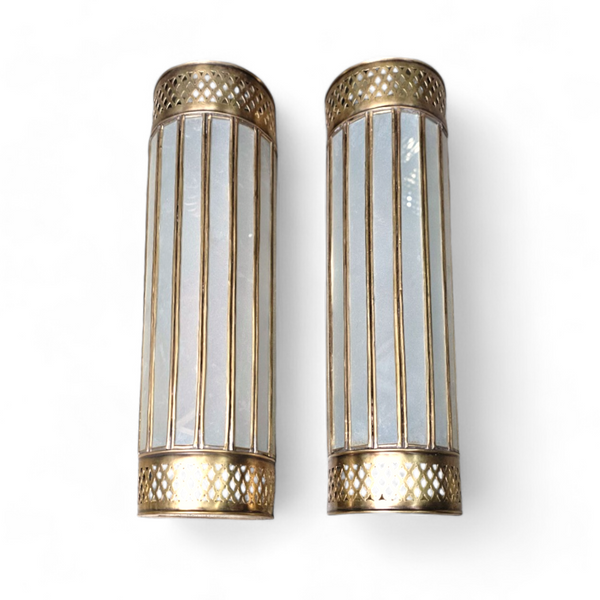 vintage moroccan sconces with glass and aged brass finish