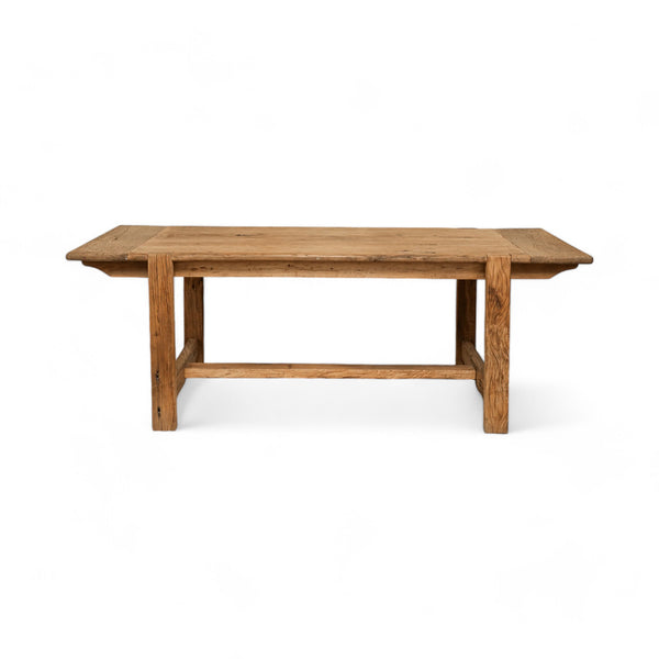 Reclaimed elm wood with a natural finish, this rectangular dining table adds a touch of warmth and character to any space.