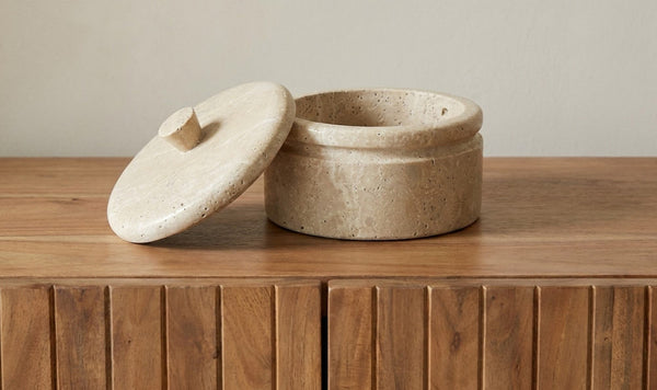 Valencia Round Travertine Box