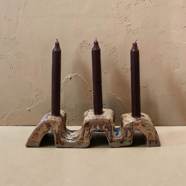 Wavy Ceramic Candleholder by Hannah Lessnick