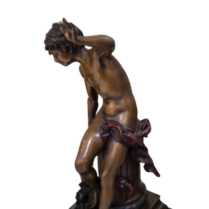 Seated Bronze Boy on Pillar Eros by Auguste Moreau (1834-1917)
