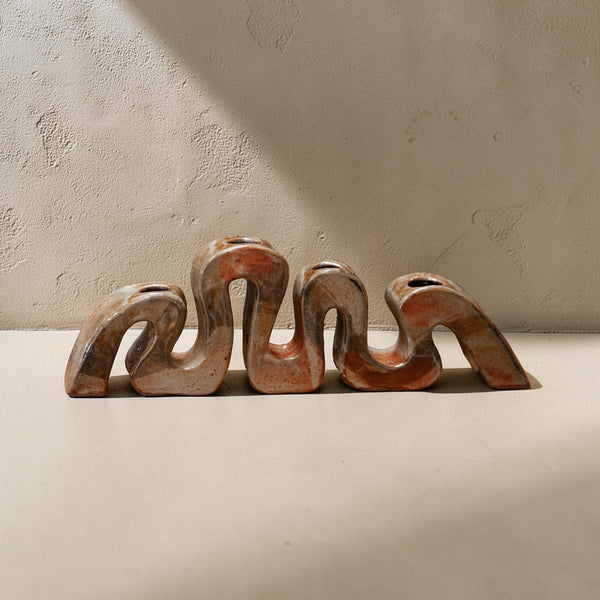 Wavy Ceramic Candleholder by Hannah Lessnick