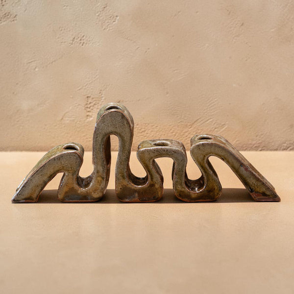 Wavy Ceramic Candleholder by Hannah Lessnick