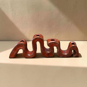 Wavy Ceramic Candleholder by Hannah Lessnick