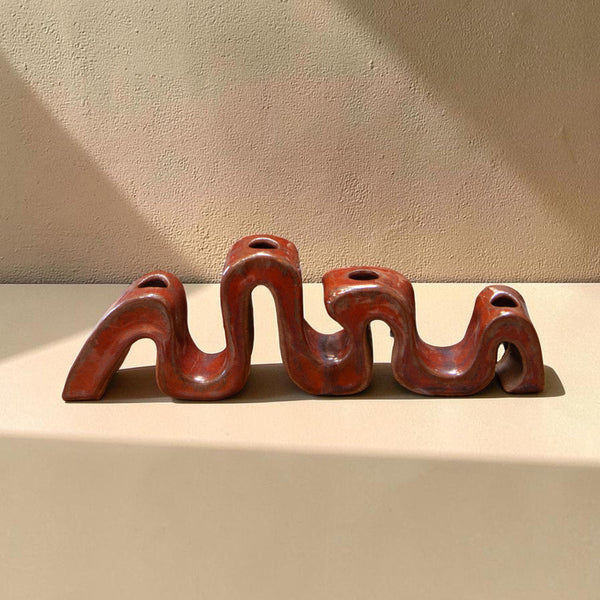 Wavy Ceramic Candleholder by Hannah Lessnick