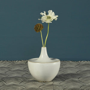 Lief Ceramic Vase - Sm - White.  opening .5"