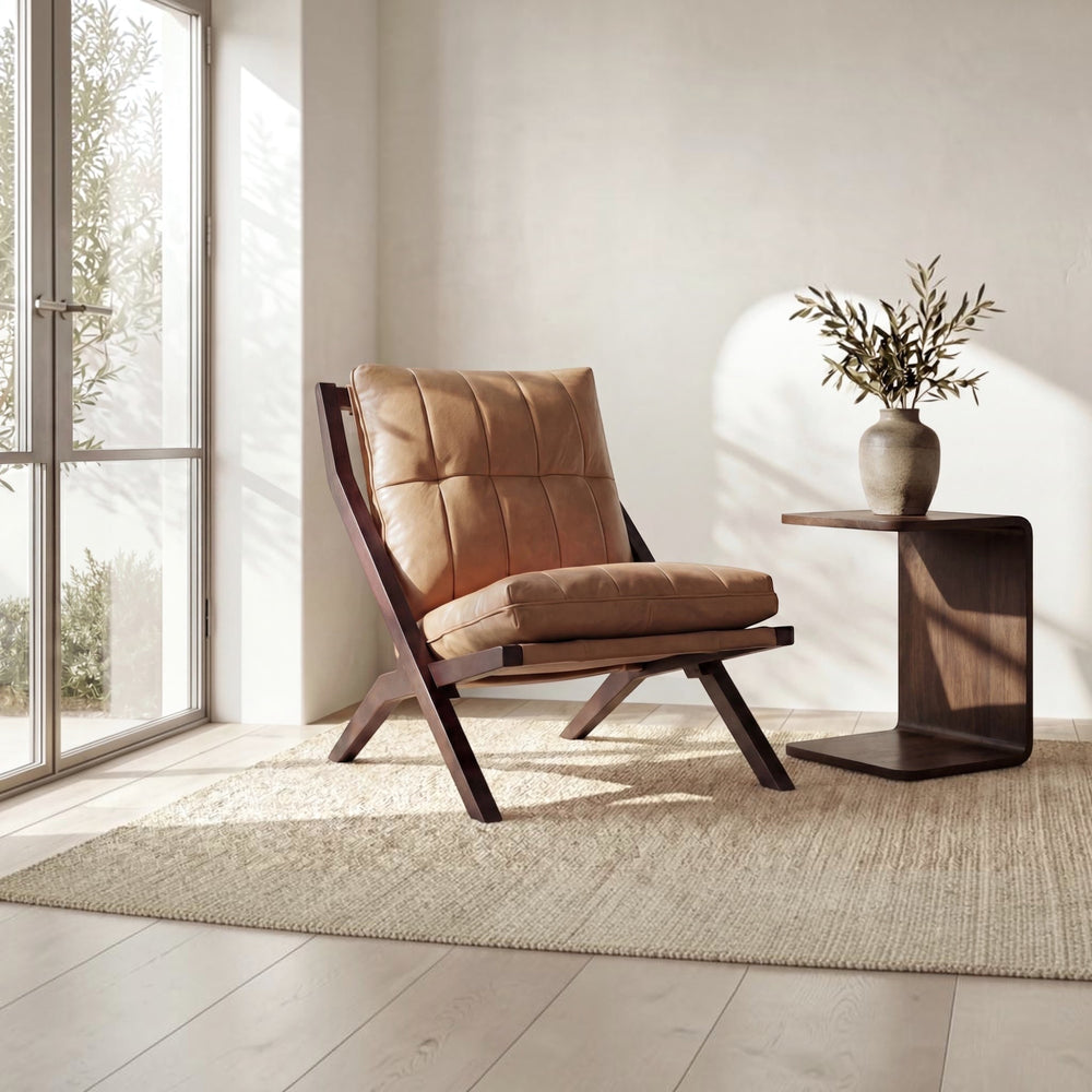 C-Shaped Side Table Dark Brown