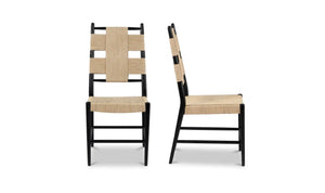 Pair of Mango Wood Dining Chairs with Cord-Wrapped Back