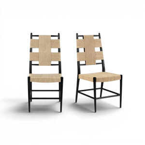 Pair of Mango Wood Dining Chairs with Cord-Wrapped Back