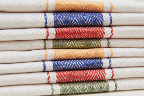 Classic Italian Kitchen Towel - Herringbone Blue