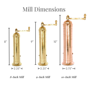 8" Brass Salt Mill - 8"