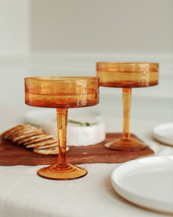 Handblown Hammered Coupe Cocktail Glass