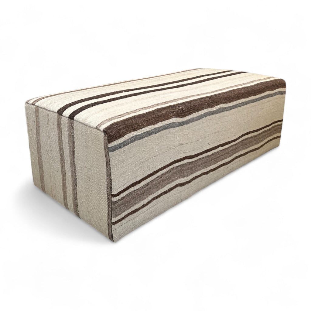 Brown and ivory striped Kilim Rectangular Ottoman