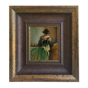 Woman in Black and Green Dress Vintage Canvas Painting Print