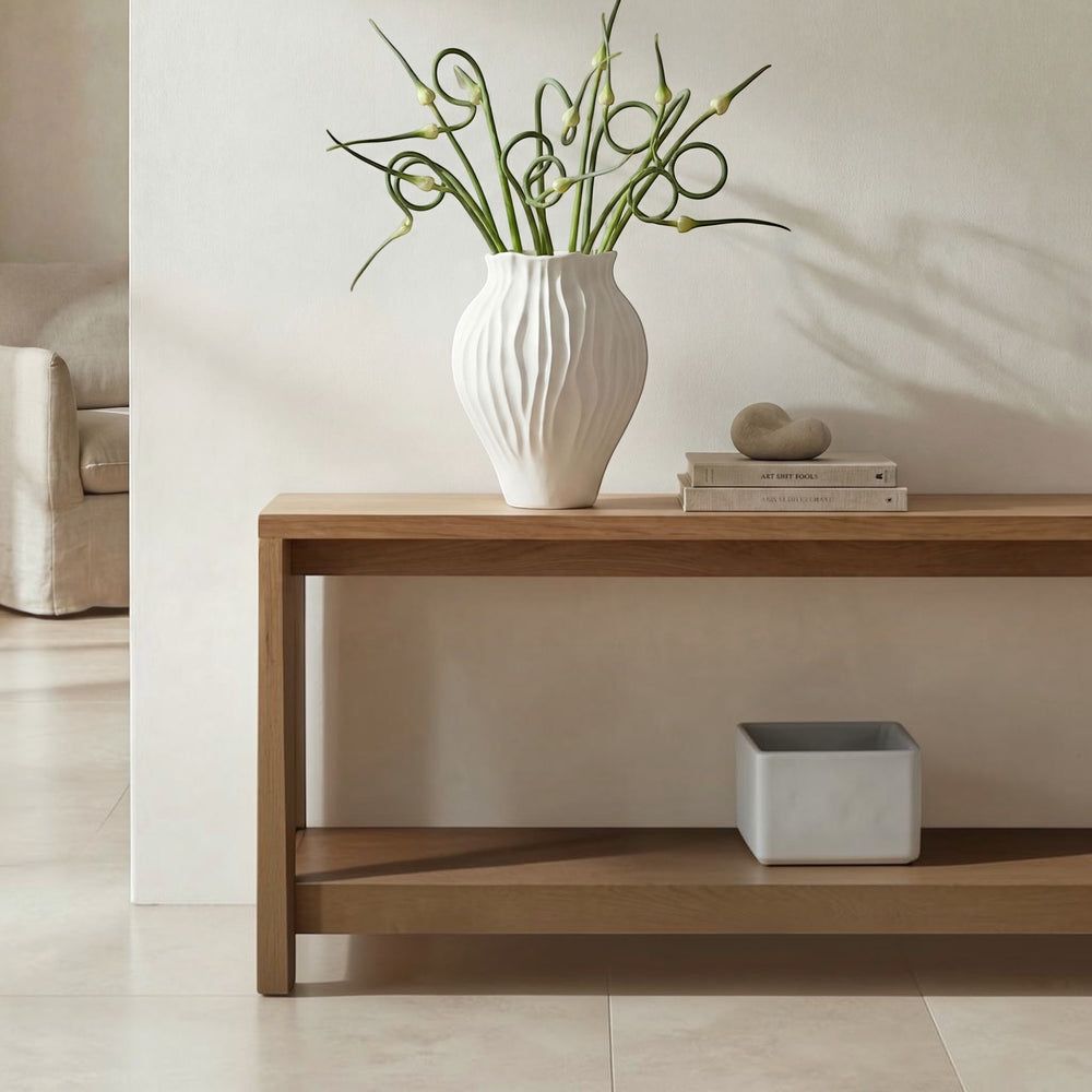 Ruffled Petal Vessel White 14in