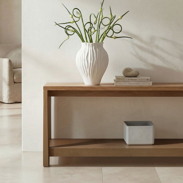 Ruffled Petal Vessel White 14in