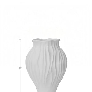 Ruffled Petal Vessel White 14in