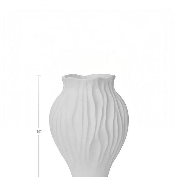 Ruffled Petal Vessel White 14in