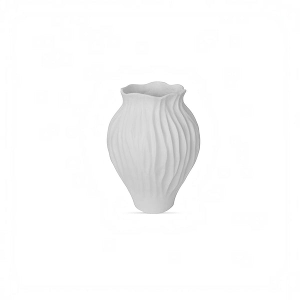 Ruffled Petal Vessel White 14in