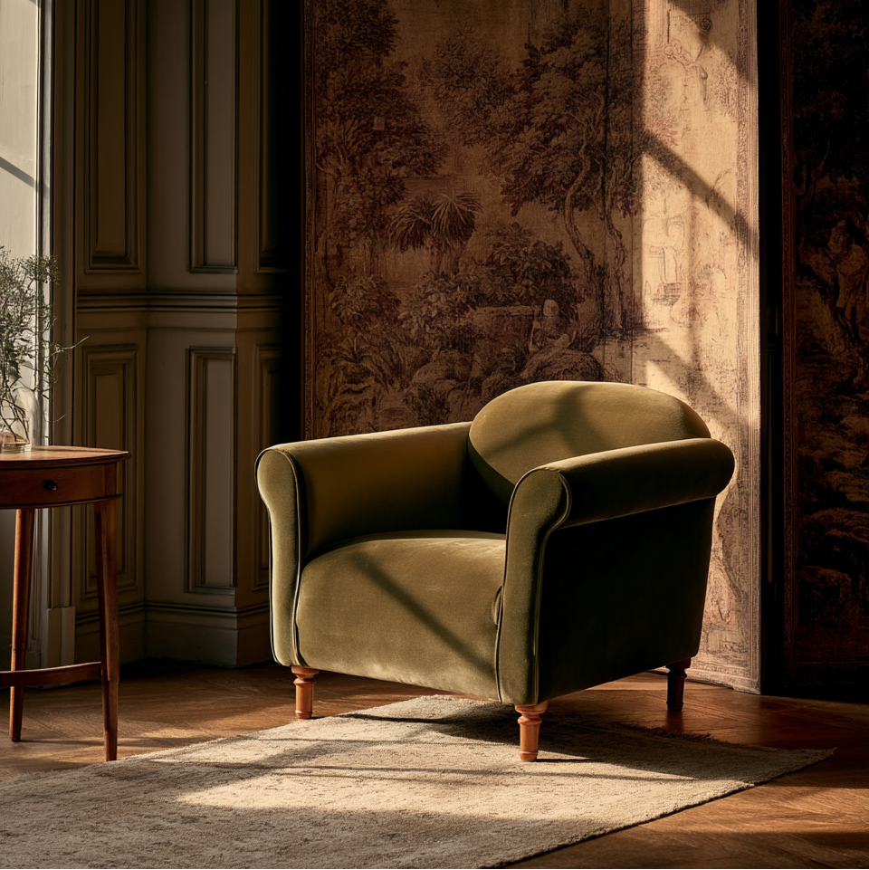 Curved Velvet Club Chair
