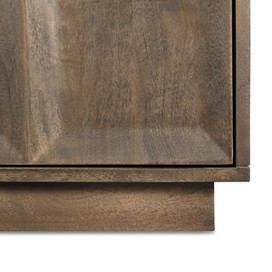 deKor Bowen sideboard in solid mango wood with a matte sandblast brown finish and minimalist geometric door detail