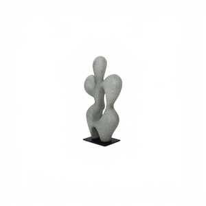 deKor charcoal grey freeform modernist sculpture made from Ecomix on a thin black metal base