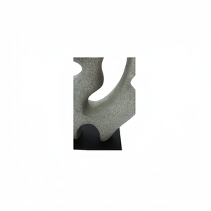 deKor charcoal grey freeform modernist sculpture made from Ecomix on a thin black metal base