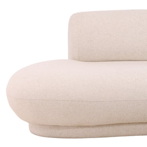 deKor cream linen blend chaise sectional with a rounded modern silhouette and textured fabric finish