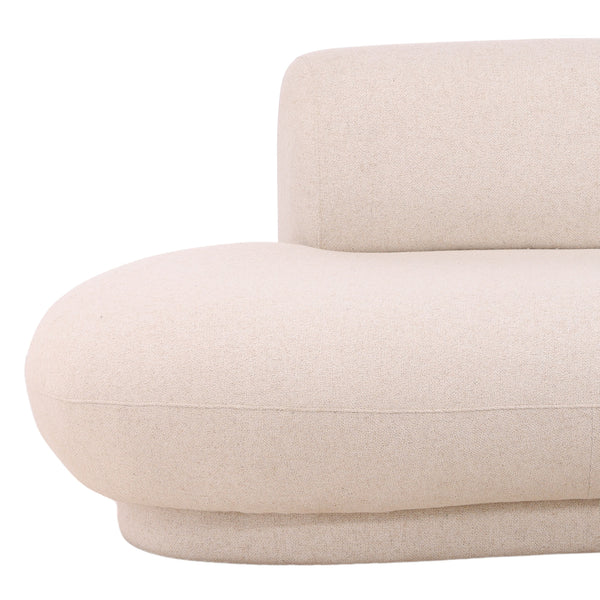 deKor cream linen blend chaise sectional with a rounded modern silhouette and textured fabric finish