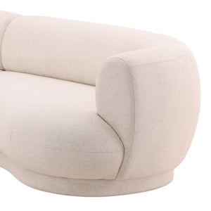 deKor cream linen blend chaise sectional sofa with rounded modern design and plush performance fabric upholstery