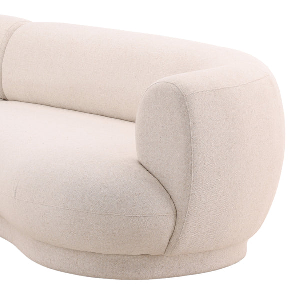 deKor cream linen blend chaise sectional sofa with rounded modern design and plush performance fabric upholstery