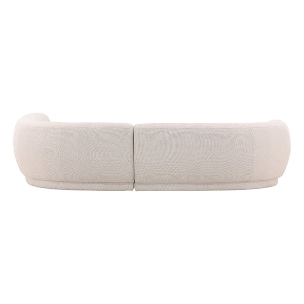 deKor cream performance linen blend chaise sectional with a modern curved silhouette and right-arm facing design.