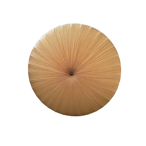 deKor large modern disk light fixture with a radial textured beige finish in a circular minimalist design