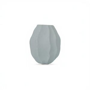 deKor light blue 16-inch wavy ripple sculptural vessel made from eco-friendly Ecomix material
