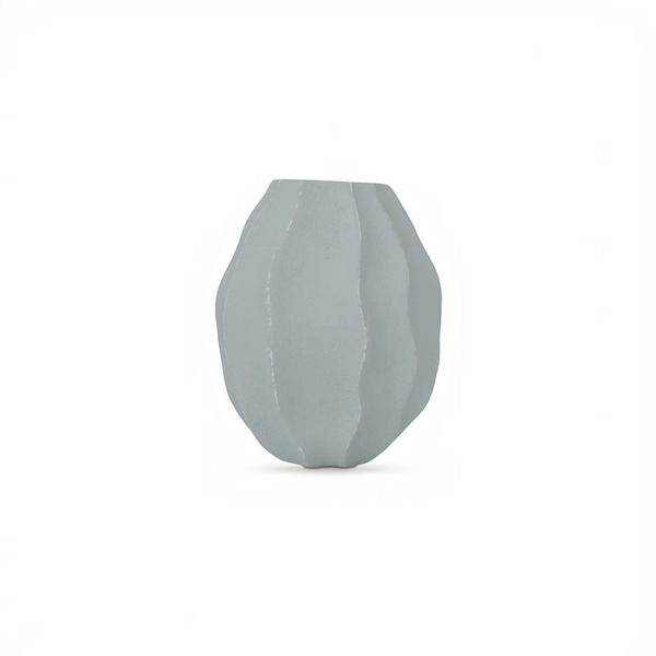 deKor light blue 16-inch wavy ripple sculptural vessel made from eco-friendly Ecomix material