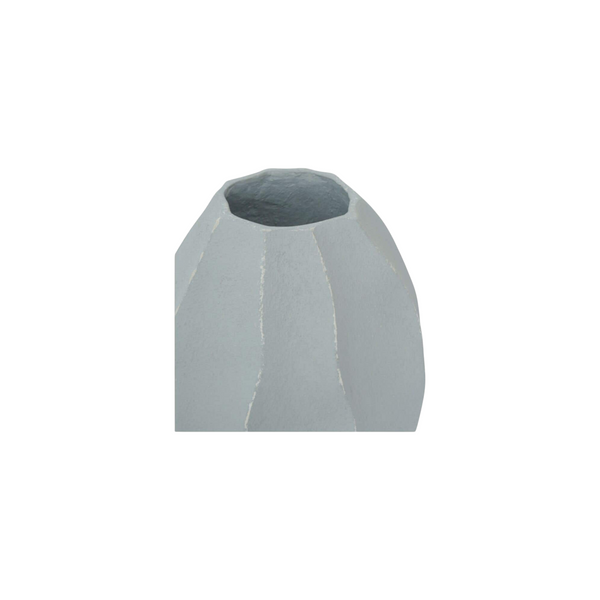deKor light blue Ecomix decorative vessel with a wavy, sculptural ripple design for contemporary home styling.