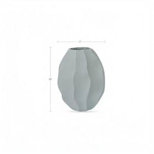 deKor light blue 16-inch wavy ripple decorative vessel made from Ecomix with a sculptural, textured finish.