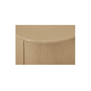 deKor natural oak veneer sideboard featuring a smooth, softly curved corner and clean modern design.