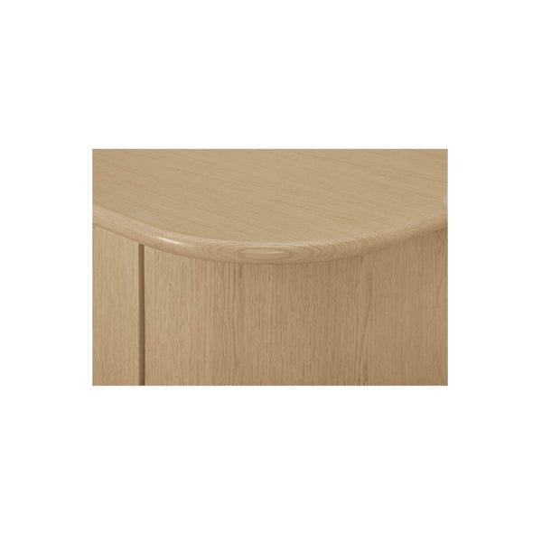 deKor natural oak veneer sideboard featuring a smooth, softly curved corner and clean modern design.