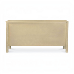 deKor natural wood sideboard with a clean, minimalist back view featuring round legs and a smooth light finish.
