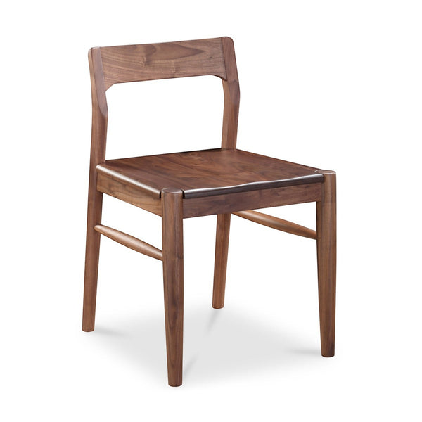 deKor solid walnut dining chair with a mid-century curved open-back design in a rich brown wood finish