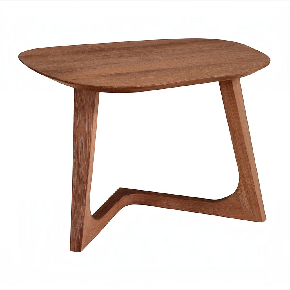 deKor midcentury modern end table crafted from solid walnut wood with a unique organic shaped tabletop