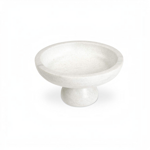 deKor white Rajnagar marble pedestal bowl with a smooth, classic design for home decor and centerpiece styling.