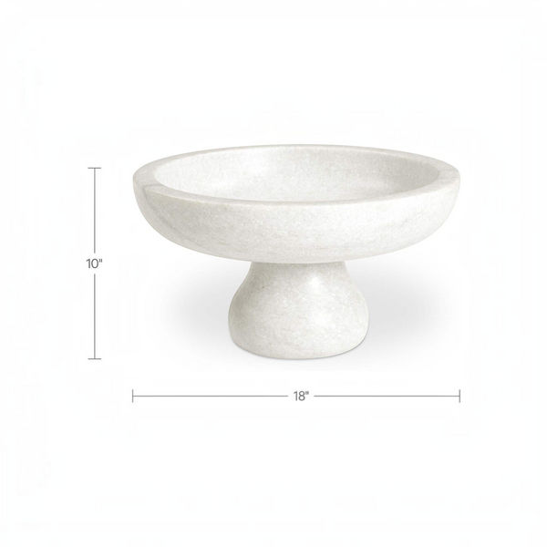 deKor white Rajnagar marble pedestal bowl with a wide basin and sturdy base for home decor styling