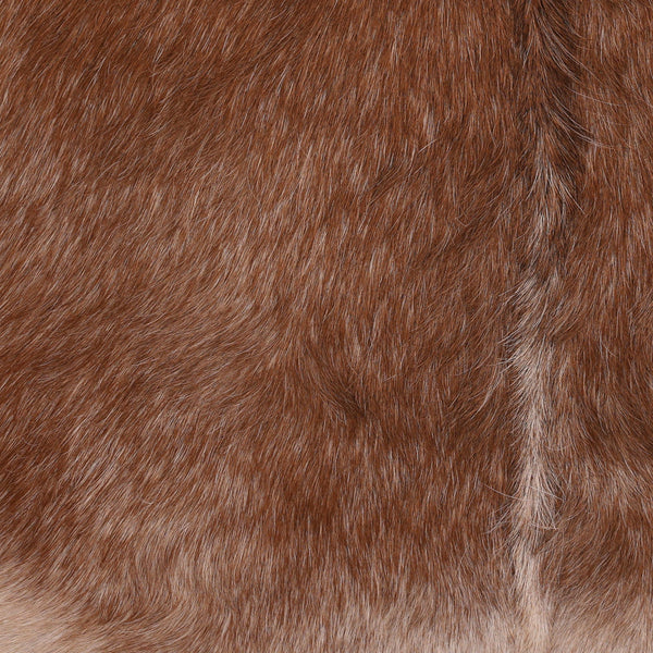 Brown and White Goat Hide and Teak Arm Chair