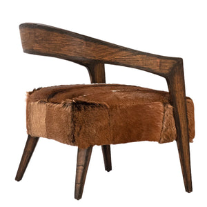 Goat Hide and Mindi Wood Occasional Chair