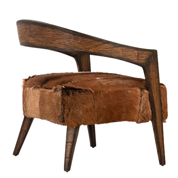 Goat Hide and Mindi Wood Occasional Chair